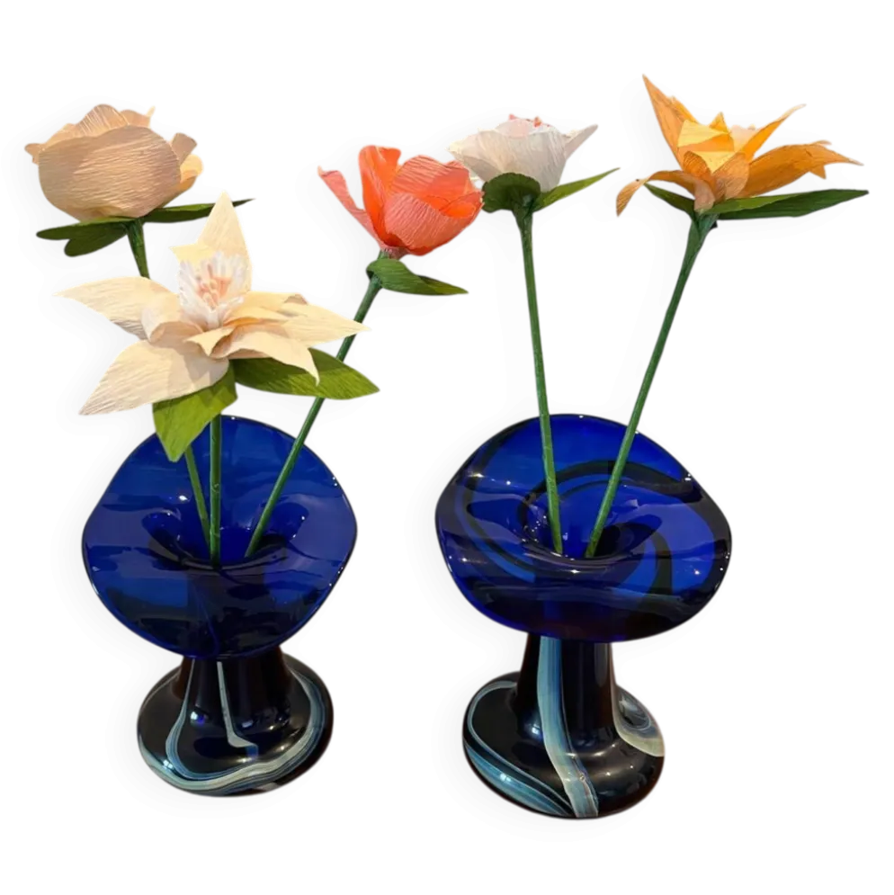 Paire de vases vintage en verre de Murano par Marta Marzotto