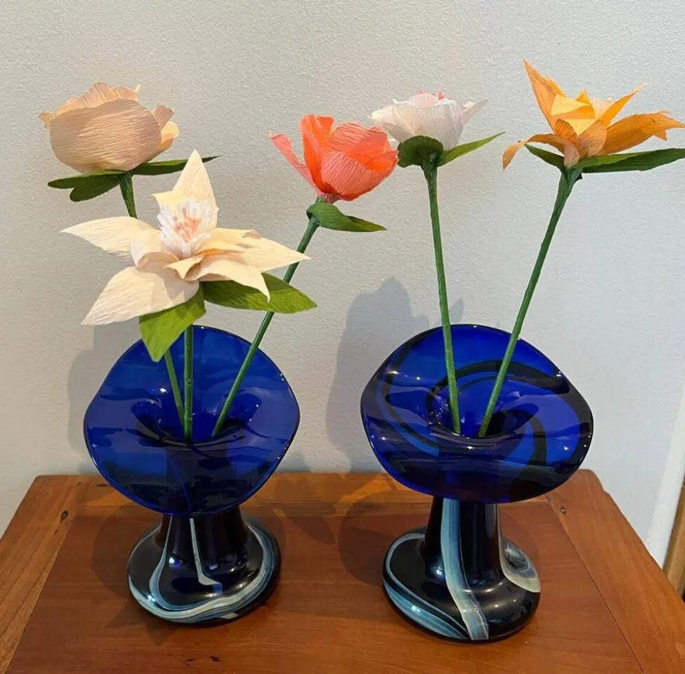 Paire de vases vintage en verre de Murano par Marta Marzotto