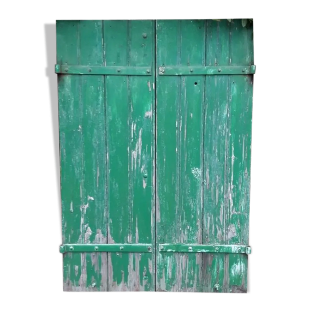 Paire de volets H125xL87cm anciens en sapin peint