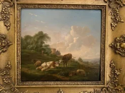 Paire d’huiles sur panneau scènes champêtres Balthazar Paul Ommeganck