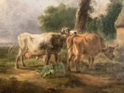 Paire d’huiles sur panneau scènes champêtres Balthazar Paul Ommeganck