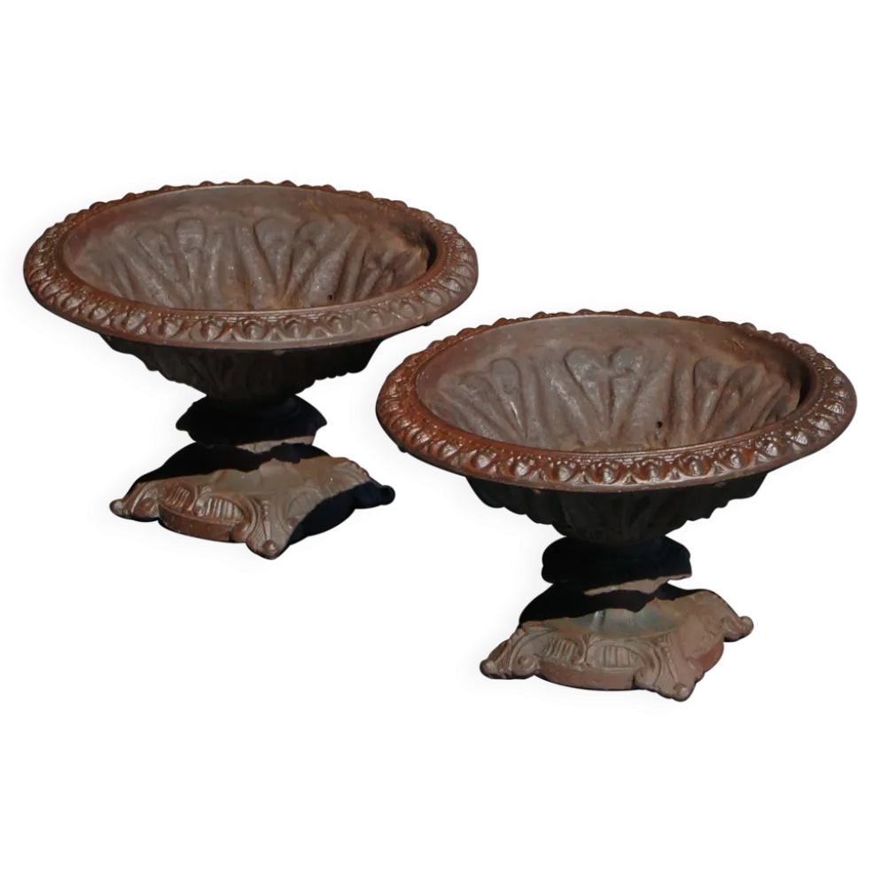 Paire d'urnes / vases de jardin en fonte de style néoclassique, français, années 1900