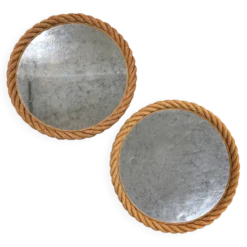 Paire miroirs en corde Audoux Minet années 50 / 60
