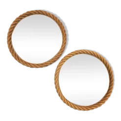 Paire miroirs en corde Audoux Minet années 50 / 60
