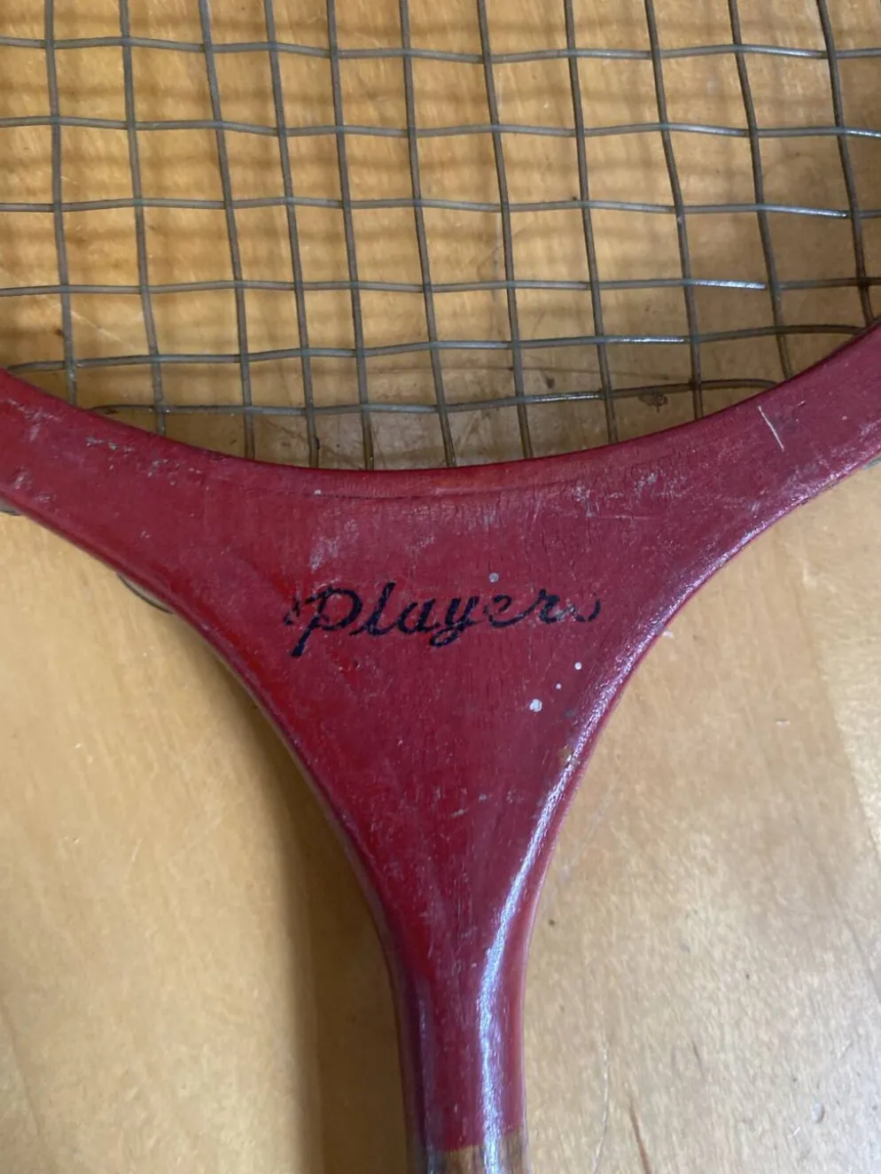 Paire raquette ancienne badminton player bois vintage