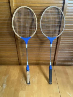 Paire Raquette Ancienne Badminton Bois Vintage