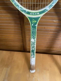 Paire raquette tennis ancienne dunlop club bois + housse sport vintage