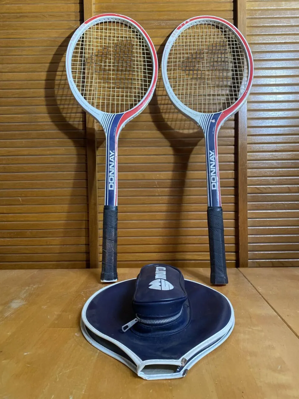 Paire Raquette Tennis Ancienne DONNAY GLM 680 Bois + Housse MARCO Vint