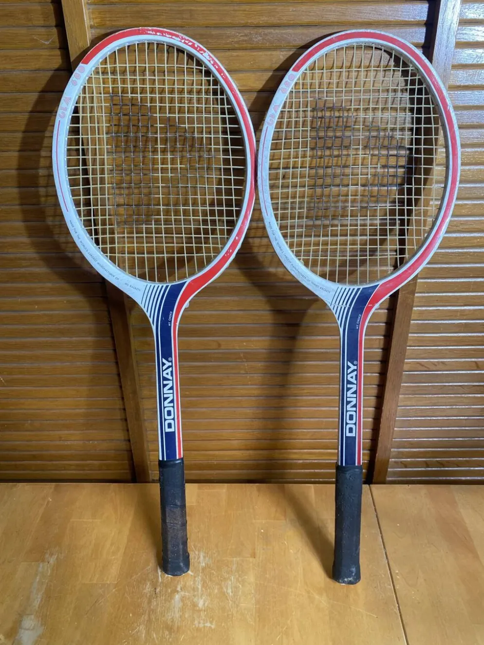 Paire Raquette Tennis Ancienne DONNAY GLM 680 Bois + Housse MARCO Vint