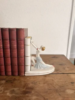 Paire Serre Livre Art Déco porcelaine Danseuse