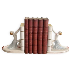Paire Serre Livre Art Déco porcelaine Danseuse