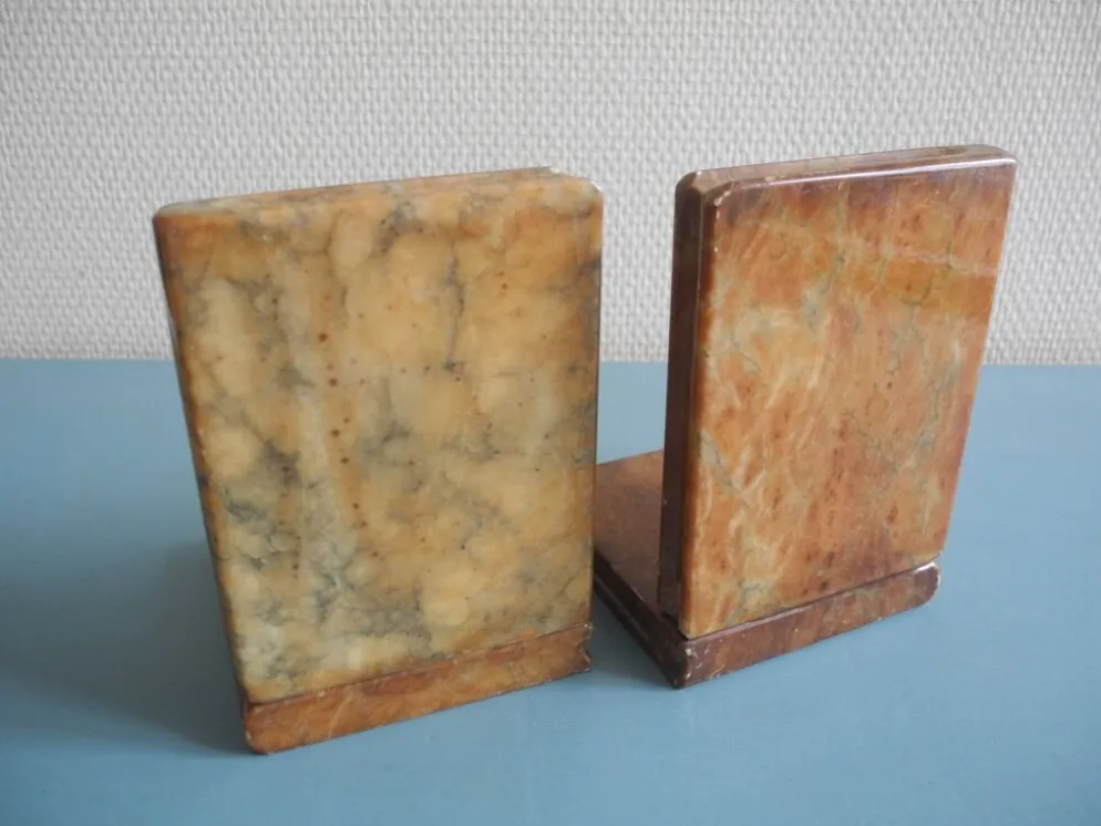 paire serre livres albâtre déco vintage alabaster bookends