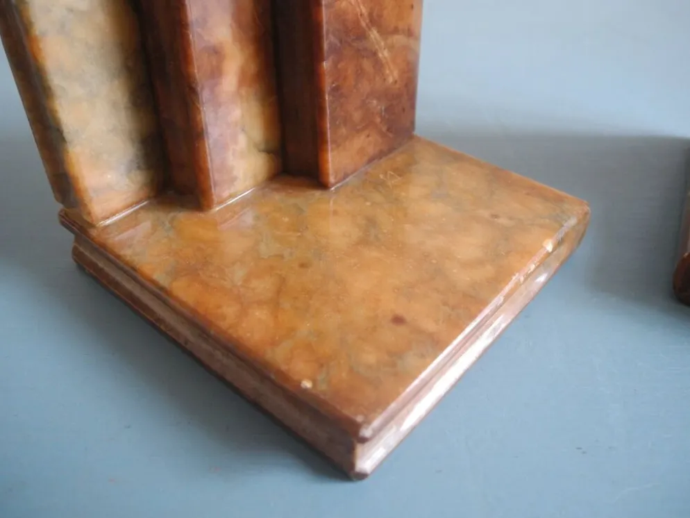paire serre livres albâtre déco vintage alabaster bookends