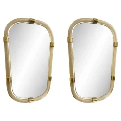 Pair of Gold Leaf Murano Glass Wall Mirrors, Italian “Torciglione” Design