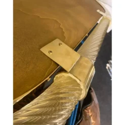 Pair of Gold Leaf Murano Glass Wall Mirrors, Italian “Torciglione” Design