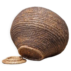 Panier ancien avec couvercle, bourgne paille et ronce, panier tressé, décoration intérieur