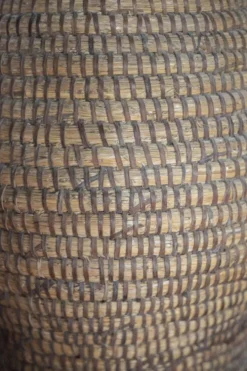 Panier ancien avec couvercle, bourgne paille et ronce, panier tressé, décor
