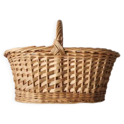 Panier ancien en osier et rotin