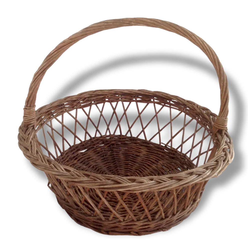 Panier ancien en osier, jours croisés