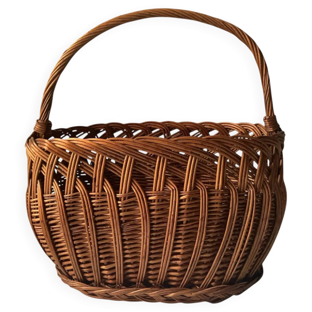 Panier ancien en osier tressé – Art populaire rustique