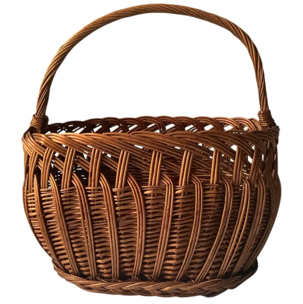 Panier ancien en osier tressé – Art populaire rustique
