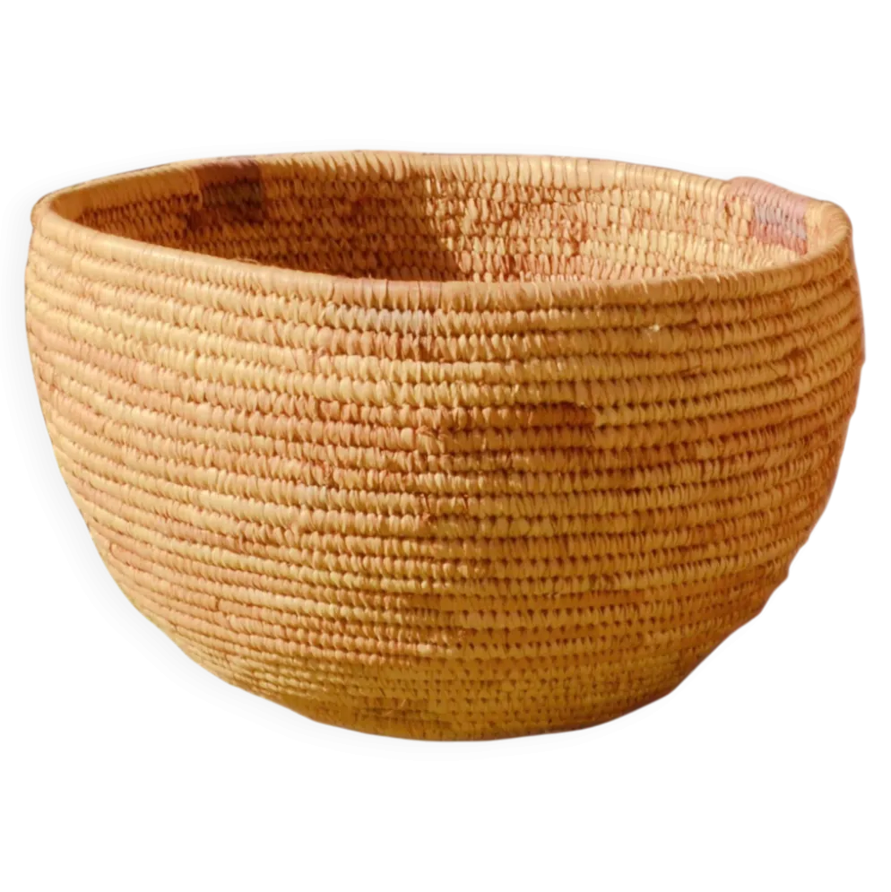 Panier artisanal tissé en feuilles de rotin, Afrique de l’Ouest, 25x16cm