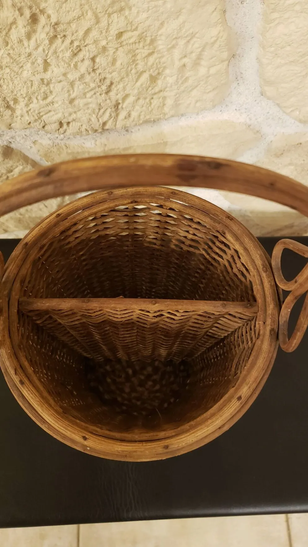 Panier avec anse en rotin 2 compartiments