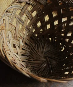 Panier corbeille ronde haute osier ajouré vintage