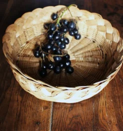 Panier Corbeille ronde osier tressage vintage