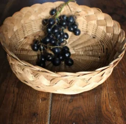 Panier Corbeille ronde osier tressage vintage