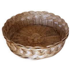 Panier Corbeille ronde osier tressage vintage