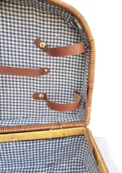 Panier de pique-nique en osier, intérieur en vichy bleu