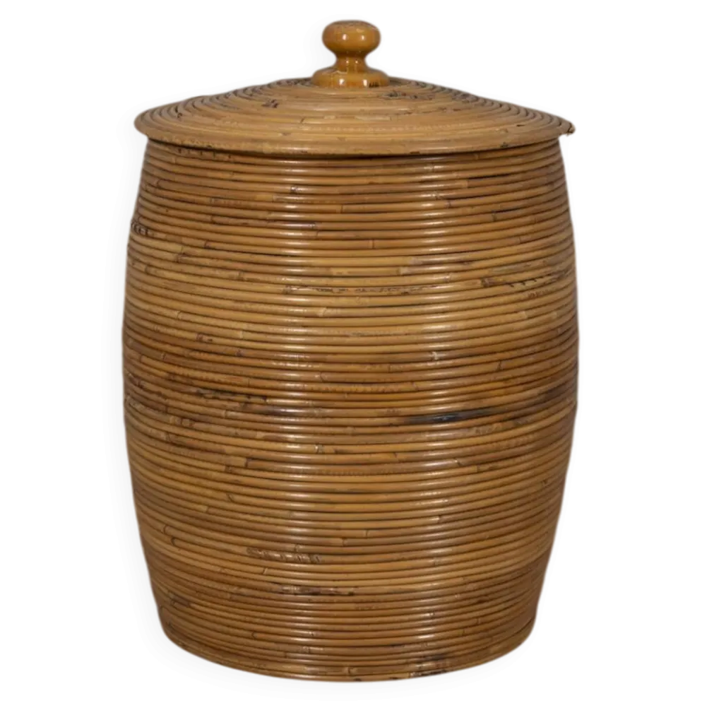 Panier de rangement en bambou au design italien vintage des années 1960
