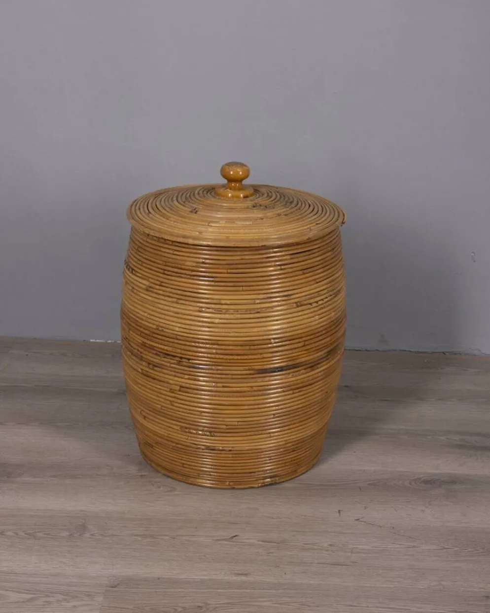 Panier de rangement en bambou au design italien vintage des années 1960