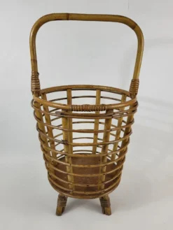 Panier en rotin années 60