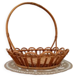 Panier en rotin vintage années 70