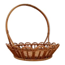 Panier en rotin vintage années 70