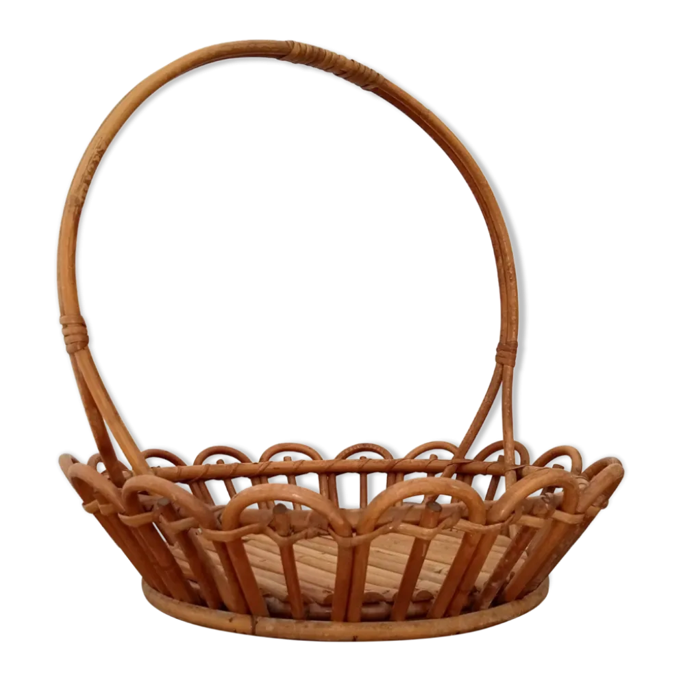 Panier en rotin vintage années 70