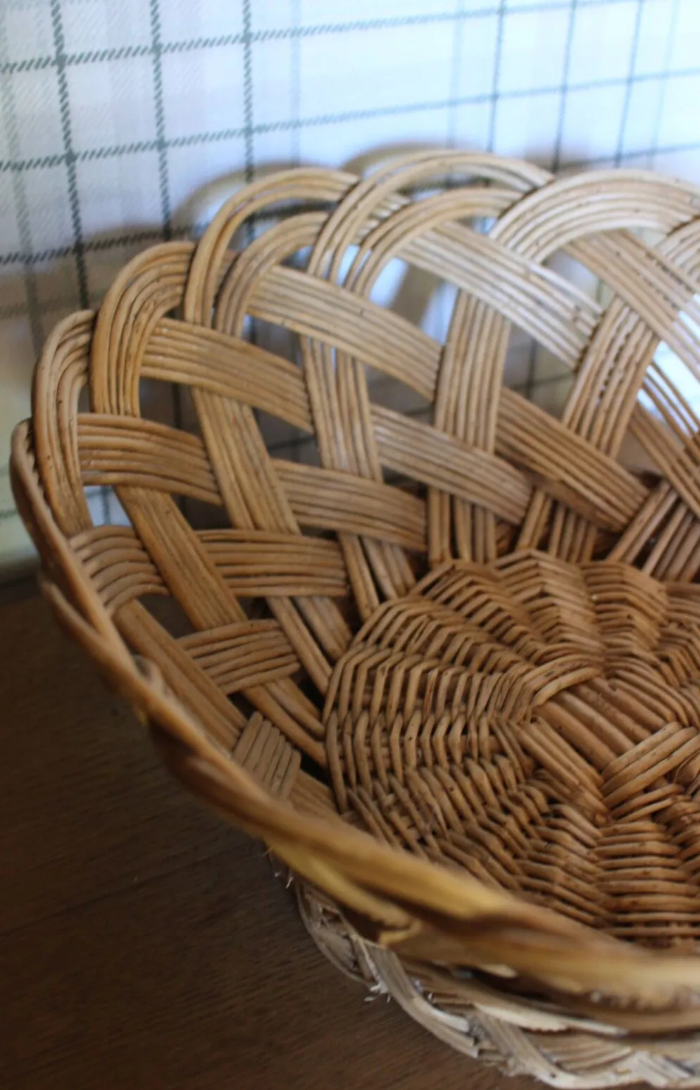 Panier Grande corbeille osier tressé vintage