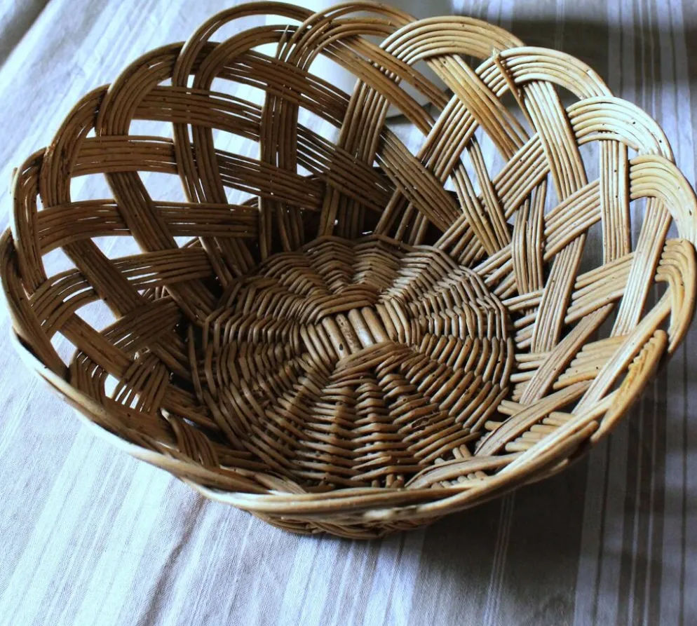 Panier Grande corbeille osier tressé vintage