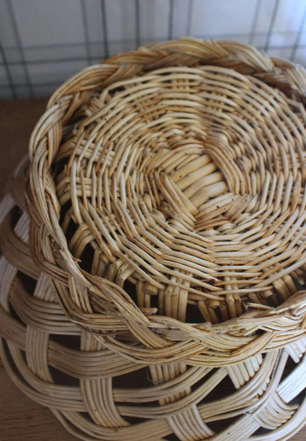 Panier Grande corbeille osier tressé vintage