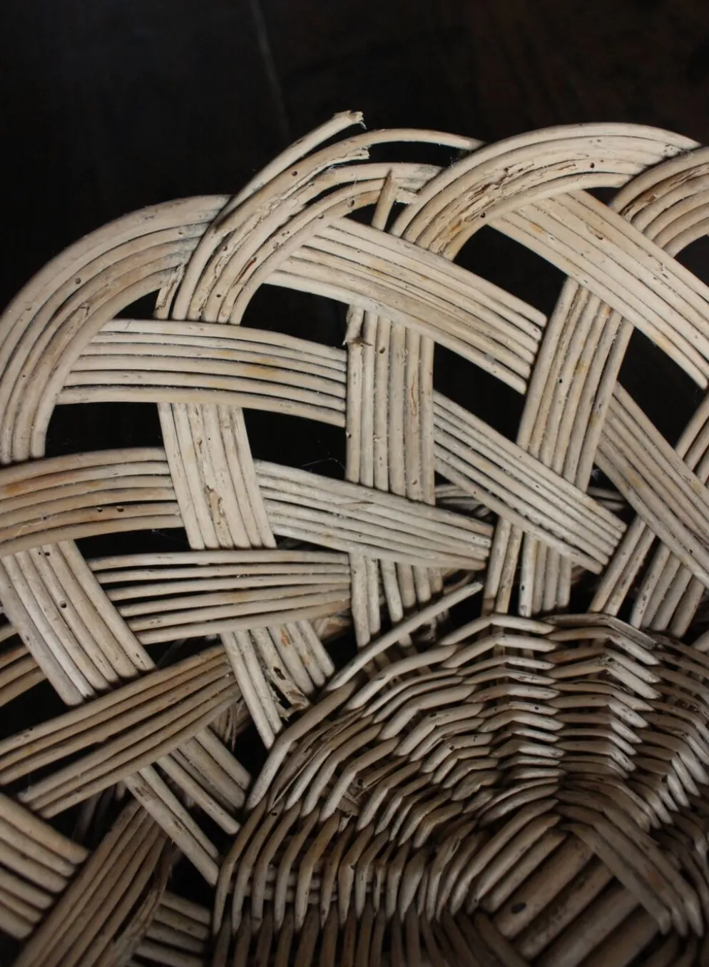 Panier Grande corbeille osier tressé vintage