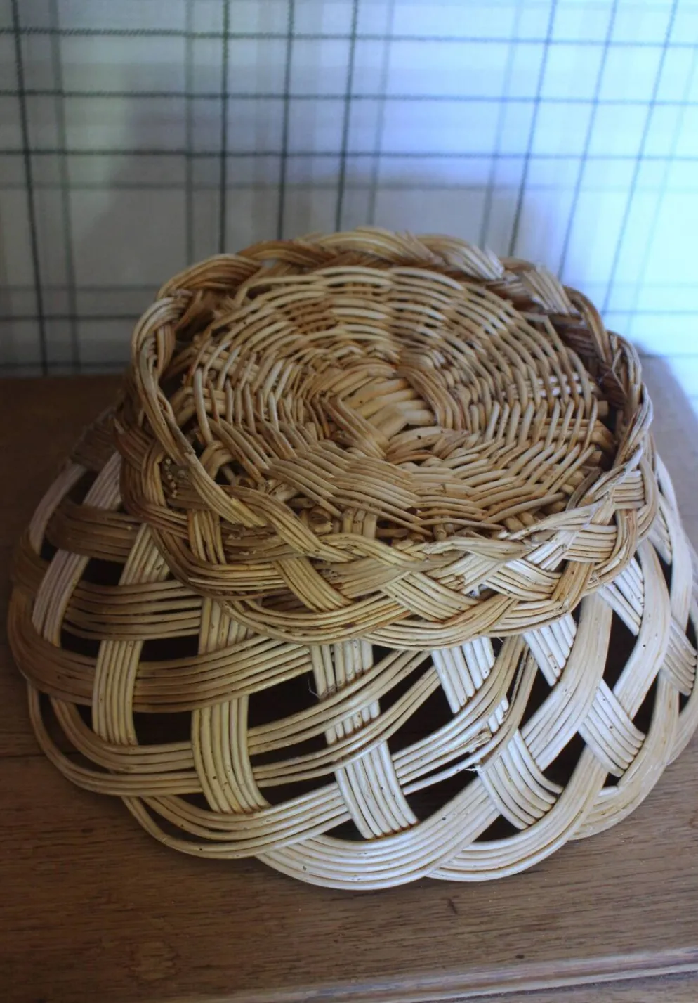 Panier Grande corbeille osier tressé vintage