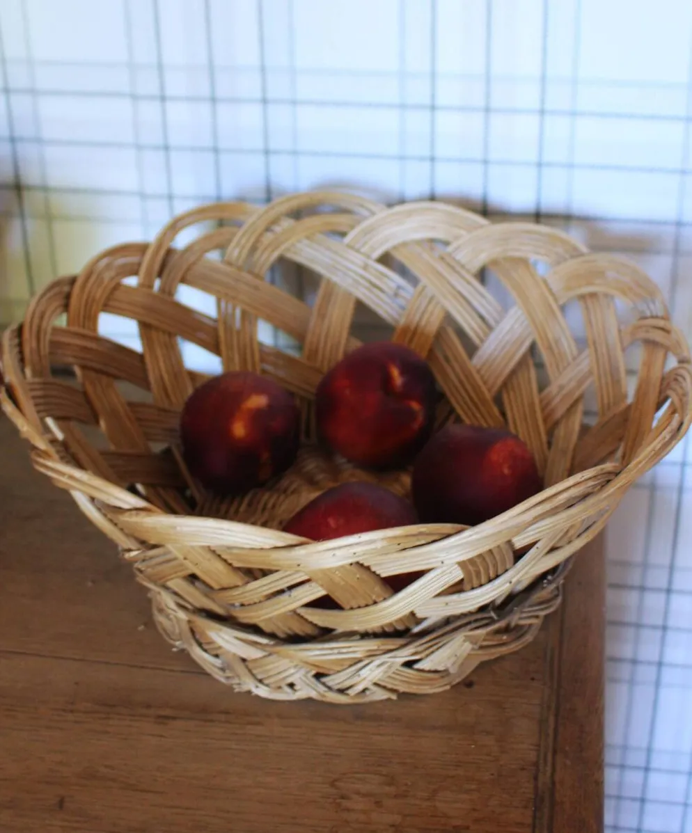 Panier Grande corbeille osier tressé vintage