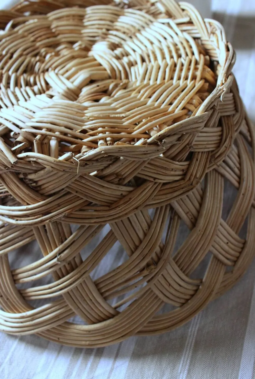 Panier Grande corbeille osier tressé vintage