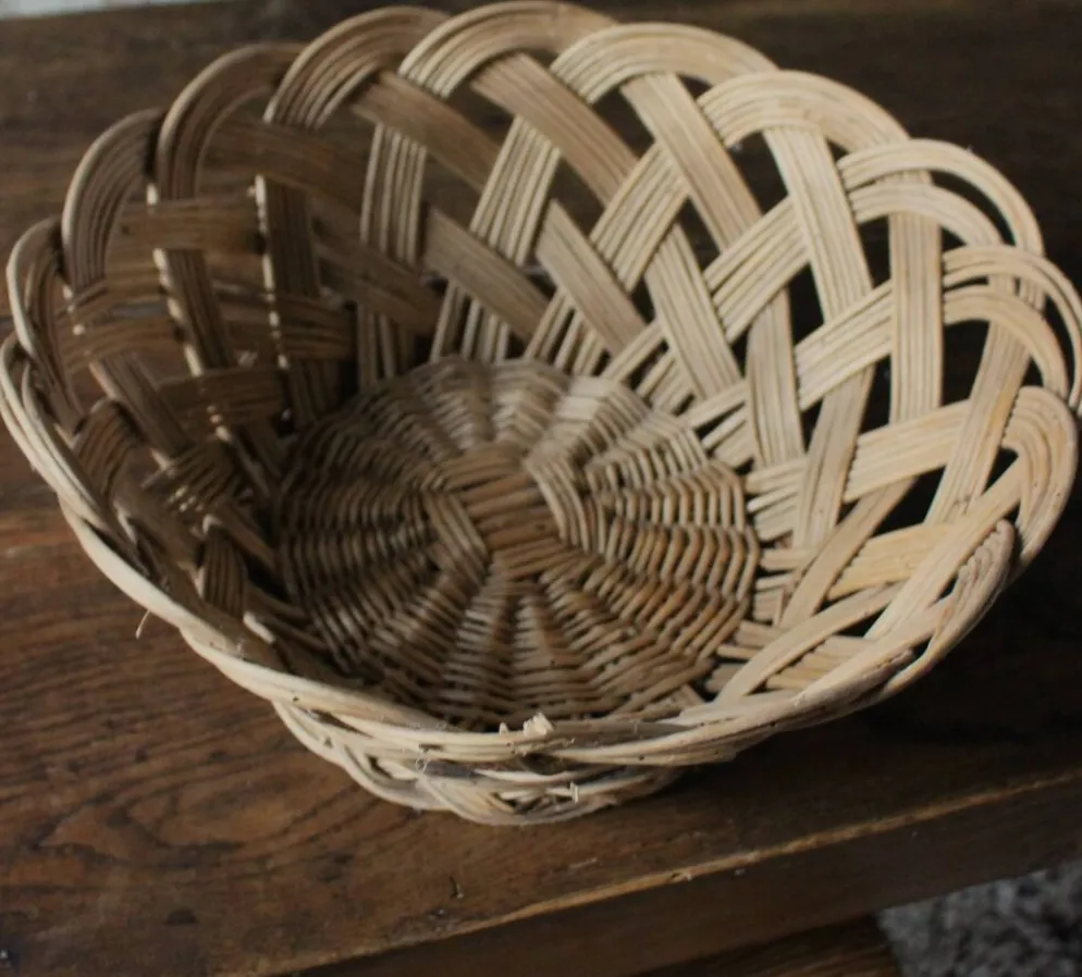 Panier Grande corbeille osier tressé vintage