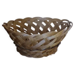 Panier Grande corbeille osier tressé vintage