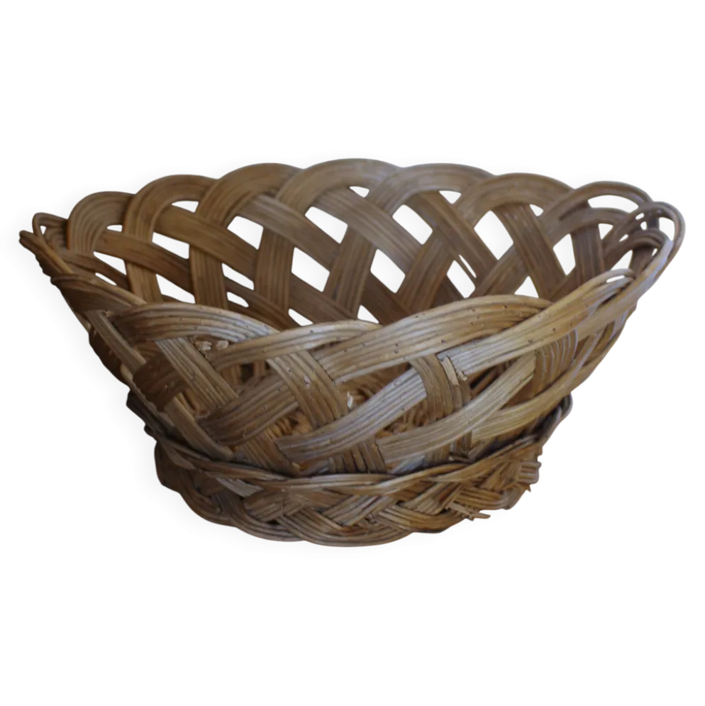 Panier Grande corbeille osier tressé vintage
