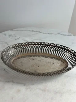 Panier à pain ancien en métal argenté