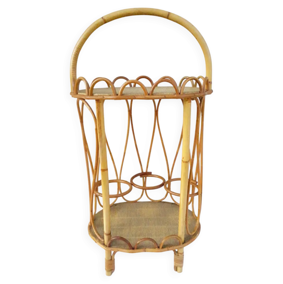 Panier porte-bouteille bar en rotin